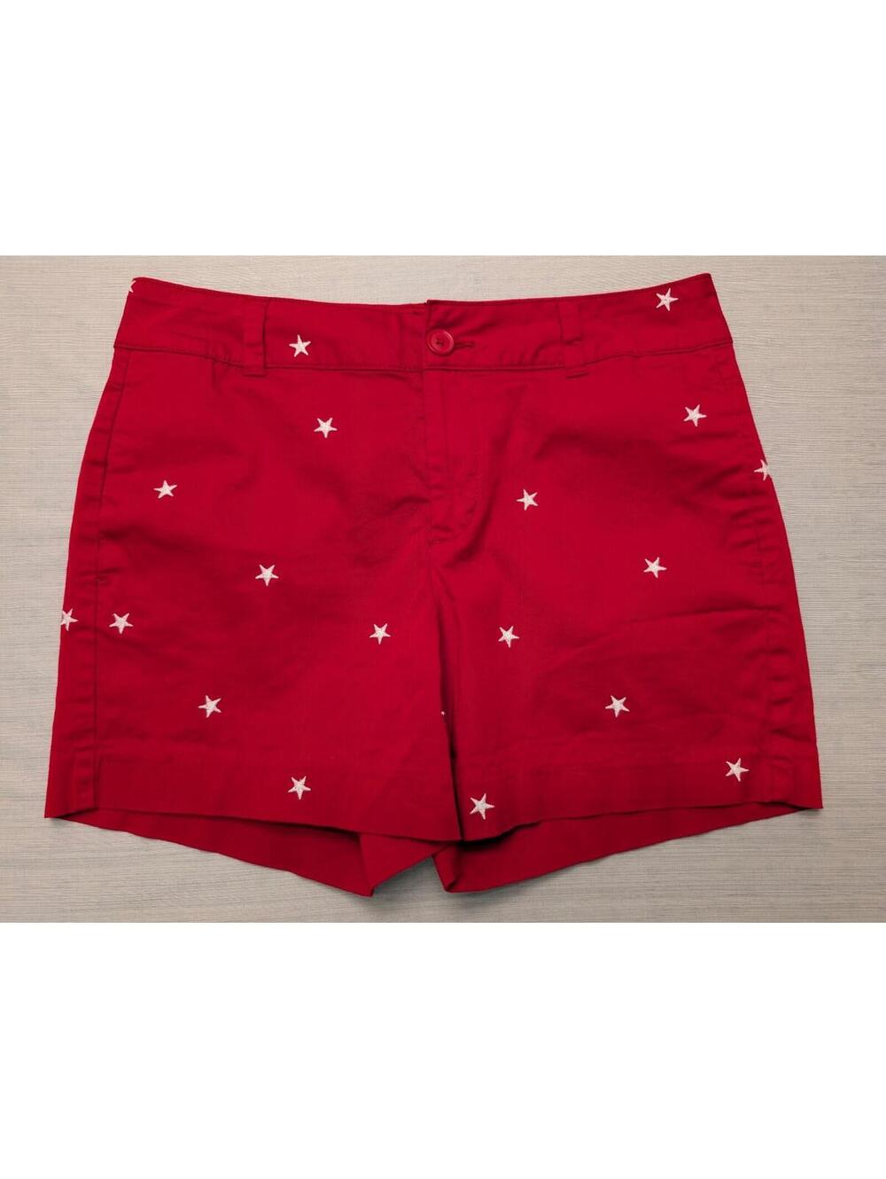 St. Johns Bay Women's Mid Rise Shorts With Pockets Embroidered Stars Size 8